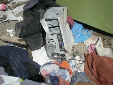 vandalized computer and clothes